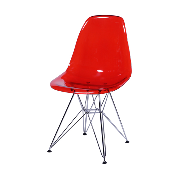 Eames Base Eiffel Metal Transparente Vermelha